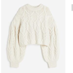 H&M Cream Crew Neck Cable Knit Sweater
